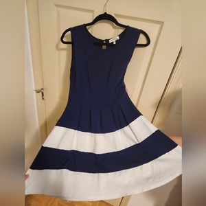 Blue and white flared dress. Size M